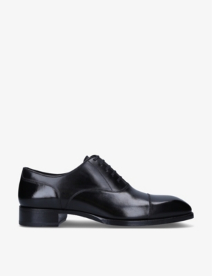Tom Ford Mens Black Elkan Cap-toe Leather Shoes