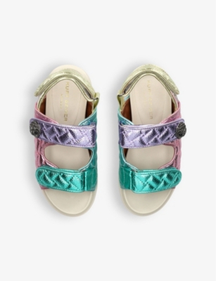 KURT GEIGER LONDON: Mini Orson quilted metallic-woven sandals