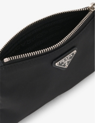 Prada Mens Black Re-nylon Mini Recycled-nylon Pouch In Black