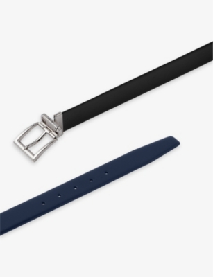 Prada Saffiano Leather Reversible Belt In Black