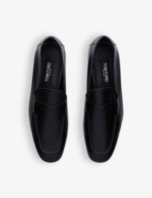 Shop Tom Ford Men's Black Smooth Leather Penny Loafer