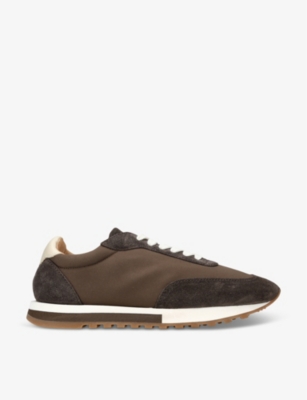 Shop The Row Women's Brown Owen Suede And Mesh Low-top Trainers