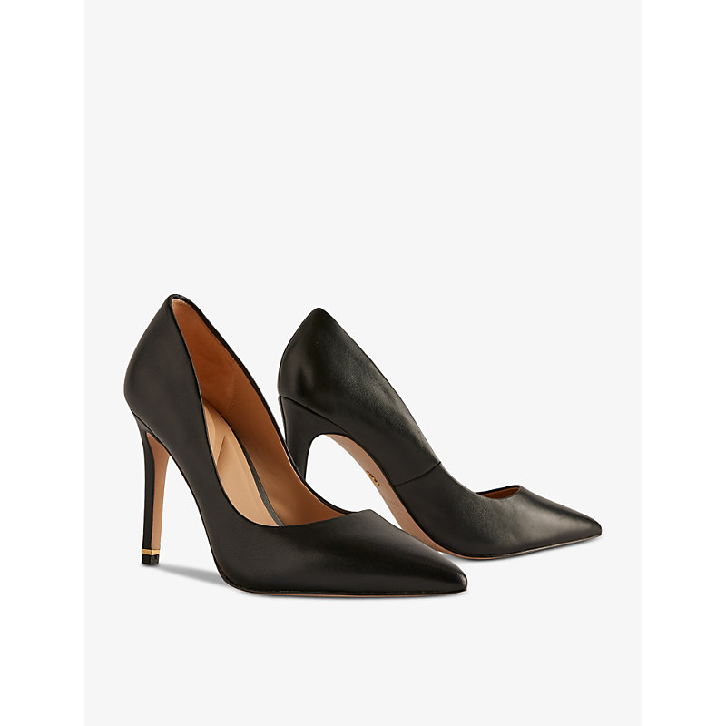 Shop Ted Baker Caaraa Embellished-heel Faux-leather Court Shoes In Black