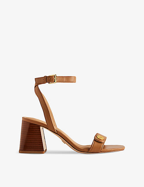 TED BAKER: Milliiy coin-embellished heeled leather sandals