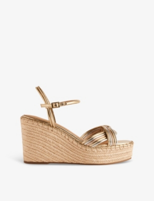 Ted Baker Womens Multicol Amaalia Cross-strap Leather-blend Espadrille Wedges