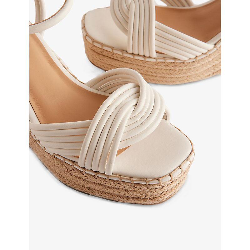 Shop Ted Baker Women's White Amaalia Cross-strap Leather-blend Espadrille Wedges