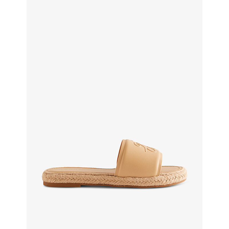 Shop Ted Baker Women's Beige Portiya Brand-debossed Leather Flatform Sandals
