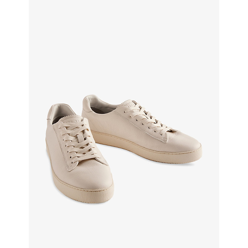 Shop Ted Baker Wstwood Logo-debossed Pebbled-leather Low-top Trainers In White