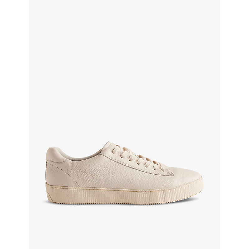 Shop Ted Baker Wstwood Logo-debossed Pebbled-leather Low-top Trainers In White