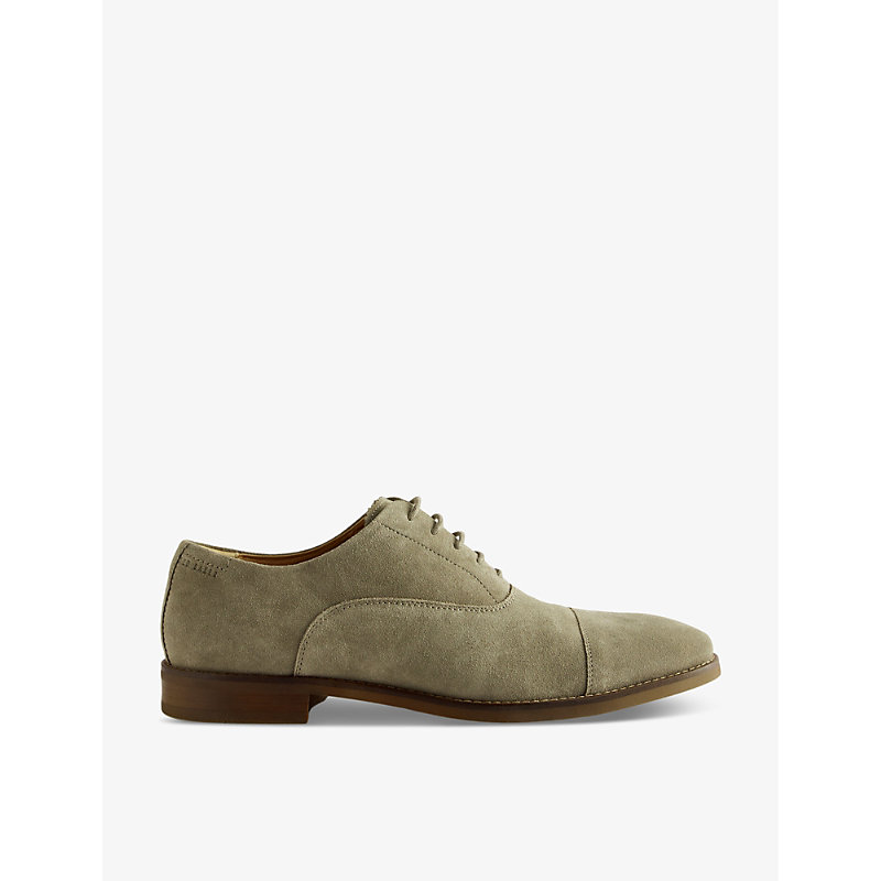 Ted Baker Mens Khaki Oxford Logo-debossed Suede Shoes