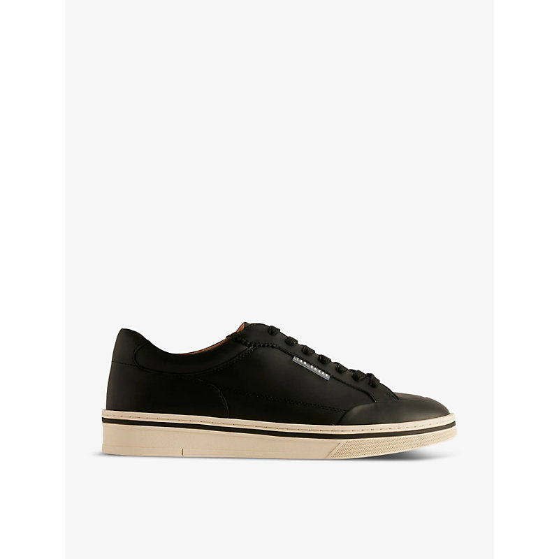 Ted Baker Mens Black Hampstd Contrast-trim Leather Low-top Trainers