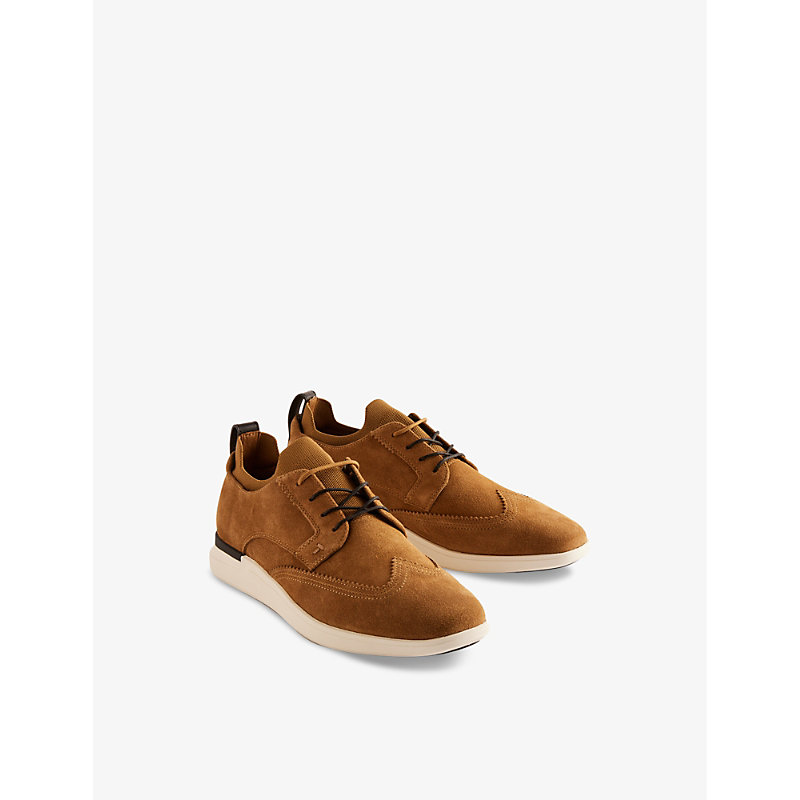 Shop Ted Baker Haltonn Contrast-sole Suede Low-top Trainers In Brown