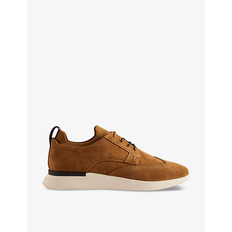 Shop Ted Baker Haltonn Contrast-sole Suede Low-top Trainers In Brown