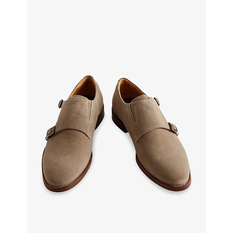 Shop Ted Baker Men's Khaki Bromly Monk-strap Suede Loafers