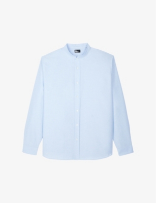 Shop The Kooples Men's Light Blue Officer-collar Regular-fit Cotton Shirt