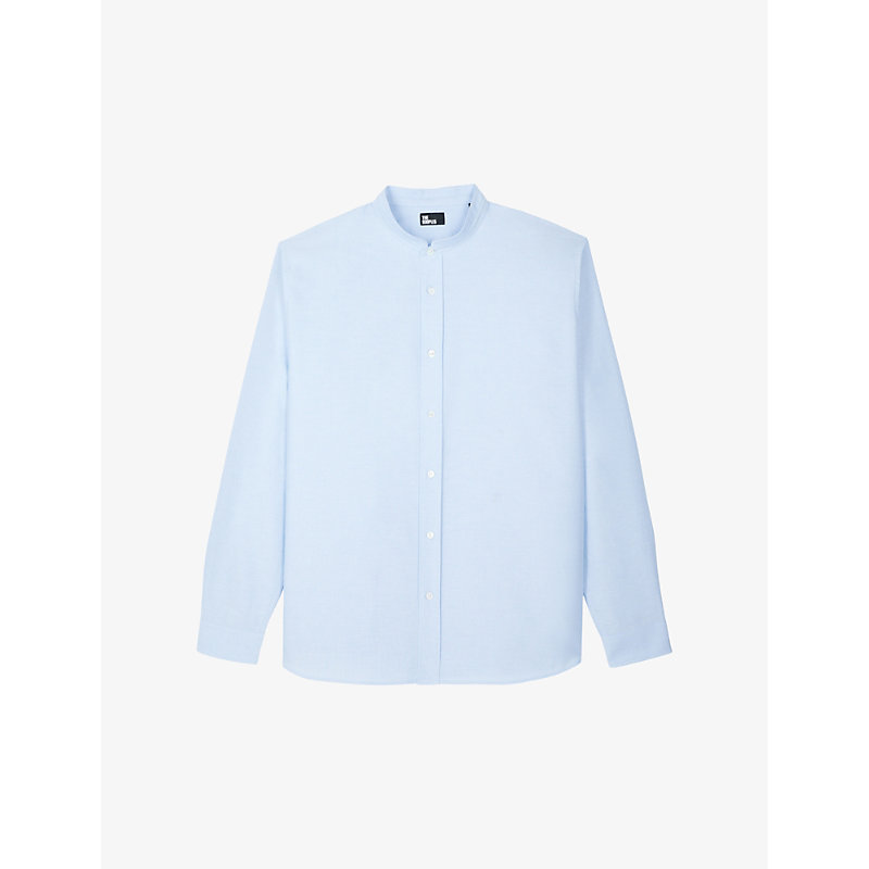 Shop The Kooples Men's Light Blue Officer-collar Regular-fit Cotton Shirt
