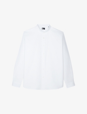Shop The Kooples Men's White Officer-collar Regular-fit Cotton Shirt