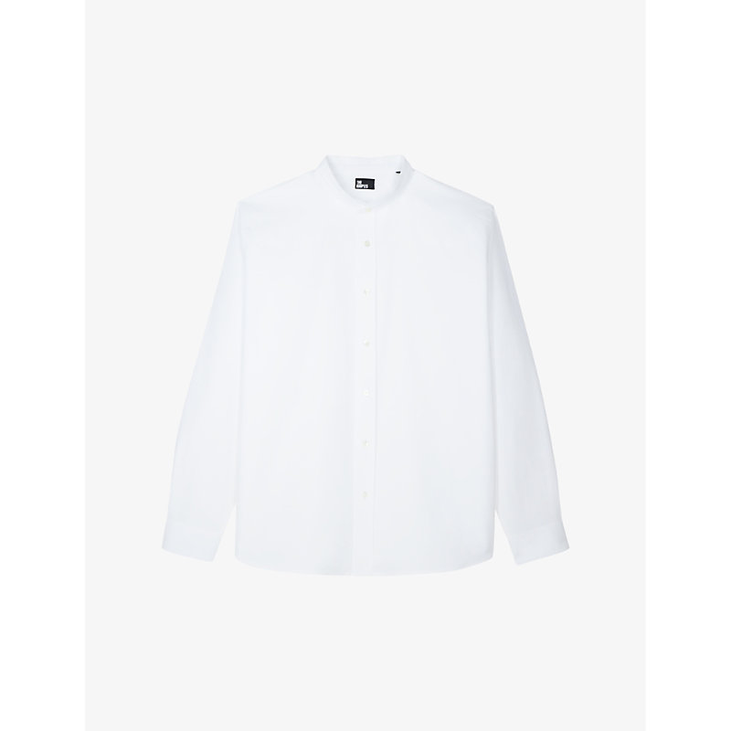 Shop The Kooples Mens White Officer-collar Regular-fit Cotton Shirt