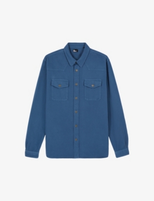Shop The Kooples Men's Middle Vy Patch-pocket Relaxed-fit Denim Shirt In Middle Navy