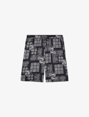 The Kooples Graphic-print Regular-fit Woven Swim Shorts In Navy