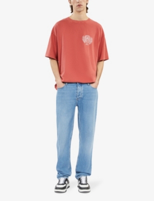 Shop The Kooples Men's Red Brique Blazon Brand-print Cotton-jersey T-shirt