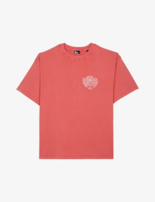 Shop The Kooples Men's Red Brique Blazon Brand-print Cotton-jersey T-shirt