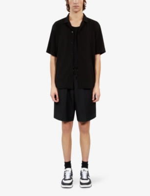 Shop The Kooples Men's Black Relaxedf-fit Short-sleeve Woven Shirt