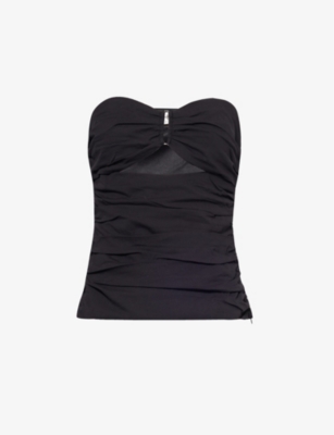 Shop 4th & Reckless Women's Black Indi Cut-out Stretch-cotton Top