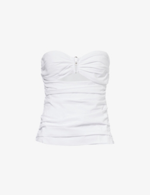 Shop 4th & Reckless Womens White Indi Cut-out Stretch-cotton Top