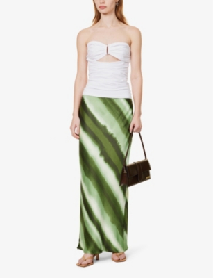 Shop 4th & Reckless Women's Green Willow Tie-dye-print Satin Maxi Skirt