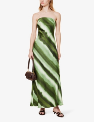 Shop 4th & Reckless Women's Green Tessi Tie-dye-print Satin Maxi Dress