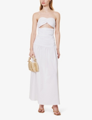 Shop 4th & Reckless Womens White Lexie Flared-hem Stretch-cotton Maxi Dress