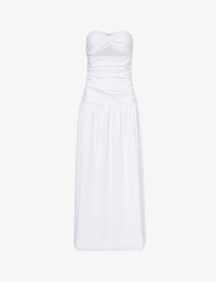 Shop 4th & Reckless Women's White Lexie Flared-hem Stretch-cotton Maxi Dress