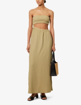 Shop 4th & Reckless Women's Camel Angie Cut-out Stretch-woven Maxi Dress