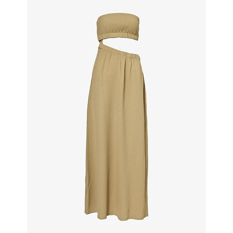 4th & Reckless Angie Cut-out Stretch-woven Maxi Dress In Camel