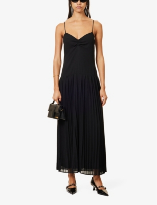 Shop 4th & Reckless Women's Black Klara Pleated V-neck Woven Maxi Dress