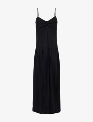 Shop 4th & Reckless Women's Black Klara Pleated V-neck Woven Maxi Dress