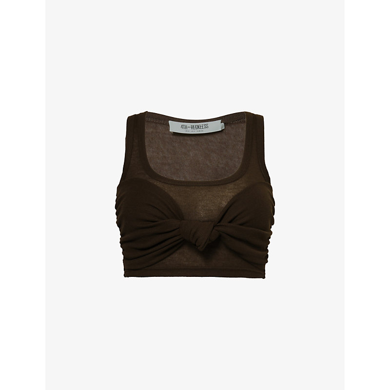 Shop 4th & Reckless Women's Chocolate Emi Knot-tie Woven Top