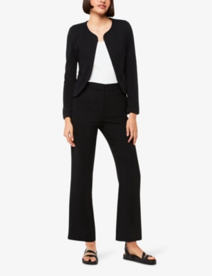 Whistles Womens Black Collarless Long-sleeved Cotton-jersey Jacket In Black