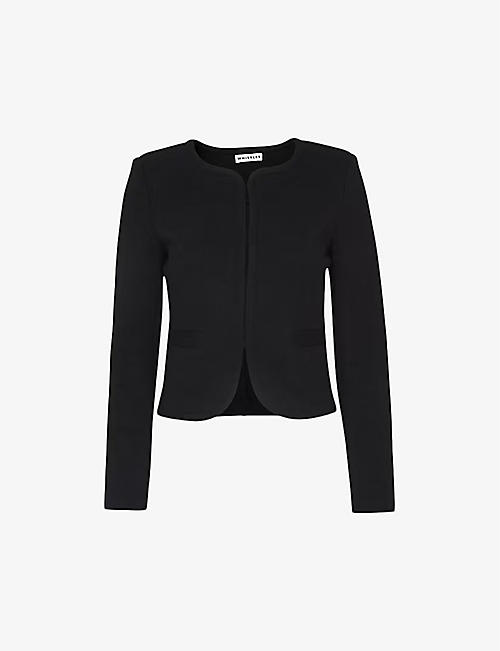 WHISTLES: Collarless long-sleeved cotton-jersey jacket