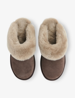 Whistles Omens  Emilia Cuff Sheepskin Slippers In Taupe