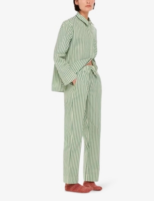 Whistles Womens Striped Drawstring-waist Cotton Pyjama Bottoms In Multicolour