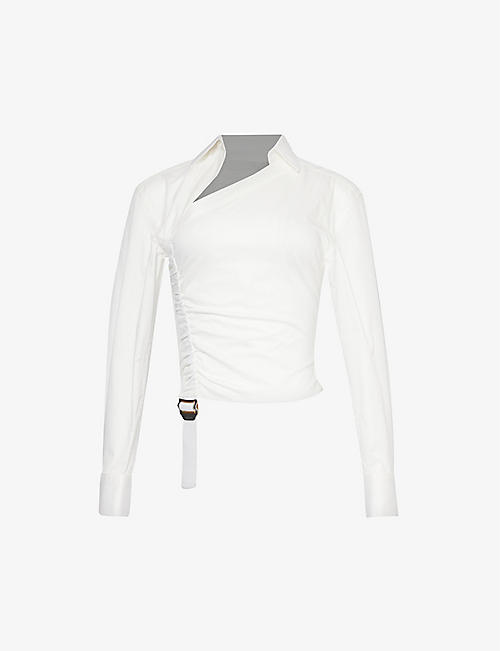 DION LEE: Safety Slider asymmetric cotton-blend shirt