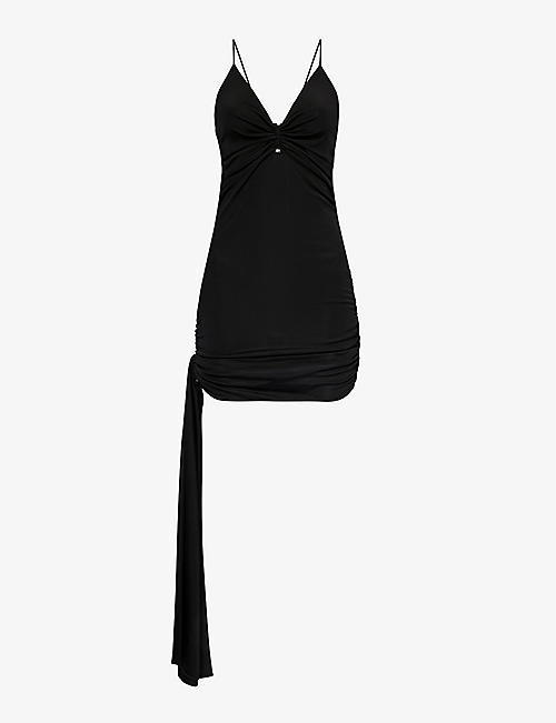 DION LEE: Asymmetric bolt-embellished jersey mini dress