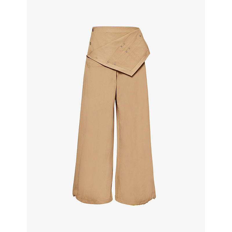 Dion Lee Womens Timber Parachute Drawstring-hem Wide-leg Mid-rise Cotton-blend Trousers