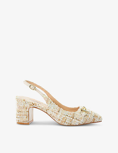 DUNE: Choices chain-embellished heeled slingback courts