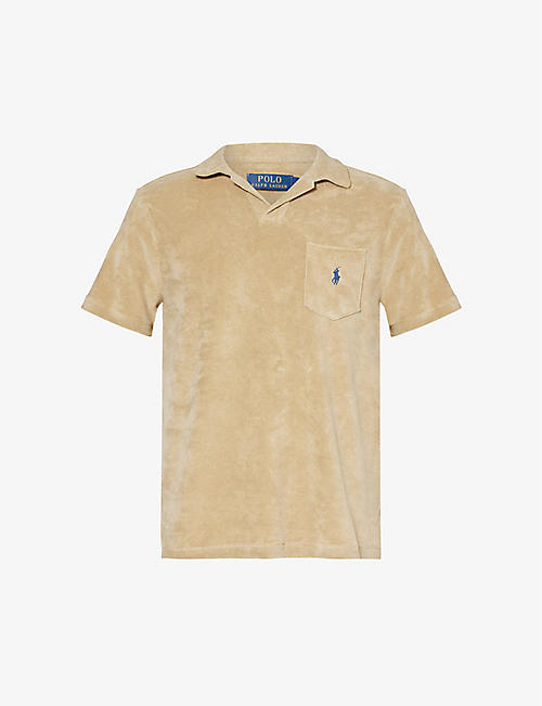 POLO RALPH LAUREN: Brand-embroidered terry-texture cotton-blend polo shirt