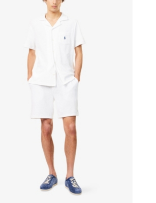 Polo Ralph Lauren Mens White Brand-embroidered Terry-texture Cotton-blend Shorts Xxl In White
