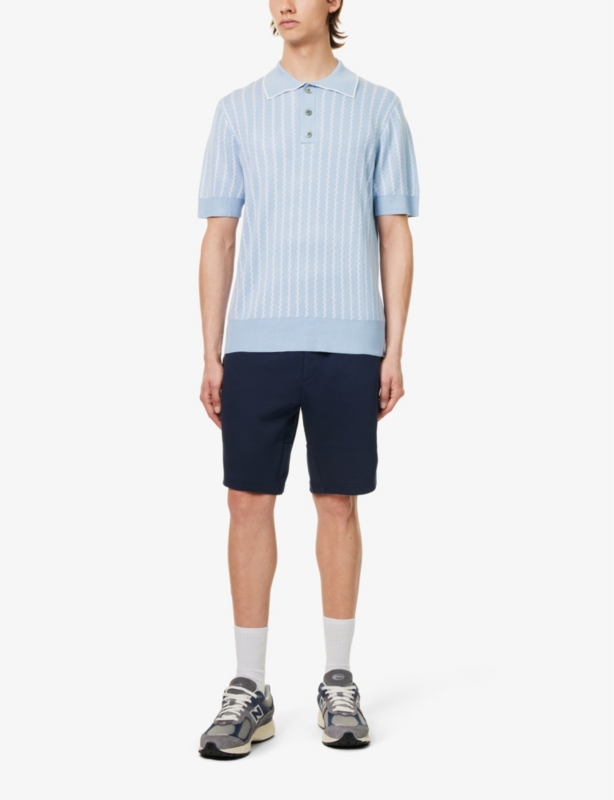 Straight-leg regular-fit cotton and recycled-polyester blend shorts