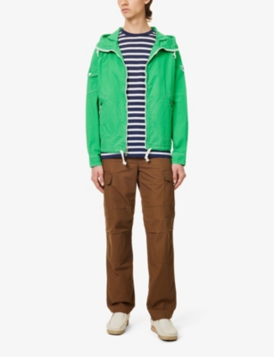 Shop Polo Ralph Lauren Men's Preppy Green Drawstring-hood Brand-appliqué Cotton-blend Jacket